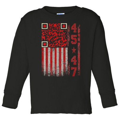 Funny Qr Scan Me President Trump 4547 Trump Dancing Code Toddler Long Sleeve Shirt