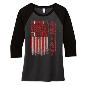 Funny Qr Scan Me President Trump 4547 Trump Dancing Code Women's Tri-Blend 3/4-Sleeve Raglan Shirt