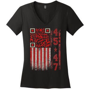 Funny Qr Scan Me President Trump 4547 Trump Dancing Code Women's V-Neck T-Shirt