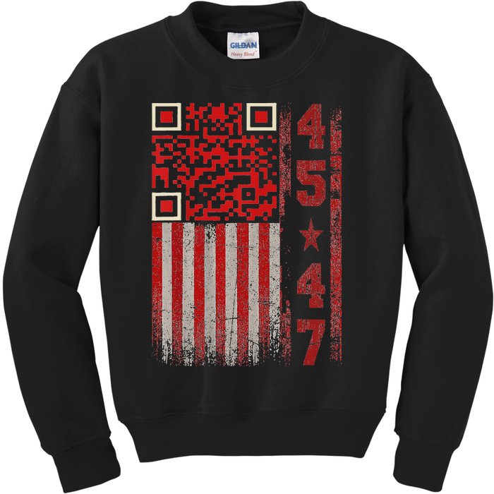 Funny Qr Scan Me President Trump 4547 Trump Dancing Code Kids Sweatshirt