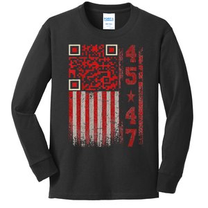 Funny Qr Scan Me President Trump 4547 Trump Dancing Code Kids Long Sleeve Shirt