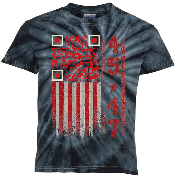 Funny Qr Scan Me President Trump 4547 Trump Dancing Code Kids Tie-Dye T-Shirt