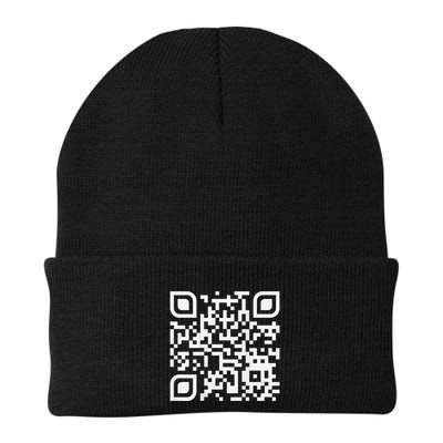 Funny Qr Scan Code Humor Hidden Message Sarcastic Troll Knit Cap Winter Beanie