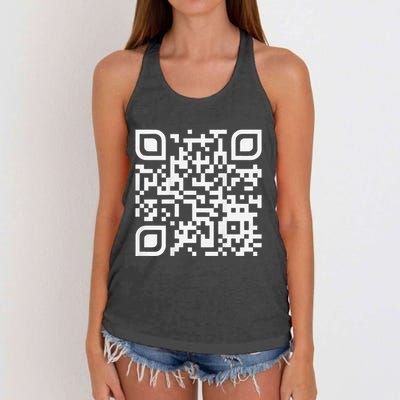 Funny Qr Scan Code Humor Hidden Message Sarcastic Troll Women's Knotted Racerback Tank