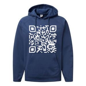 Funny Qr Scan Code Humor Hidden Message Sarcastic Troll Performance Fleece Hoodie