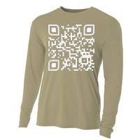 Funny Qr Scan Code Humor Hidden Message Sarcastic Troll Cooling Performance Long Sleeve Crew