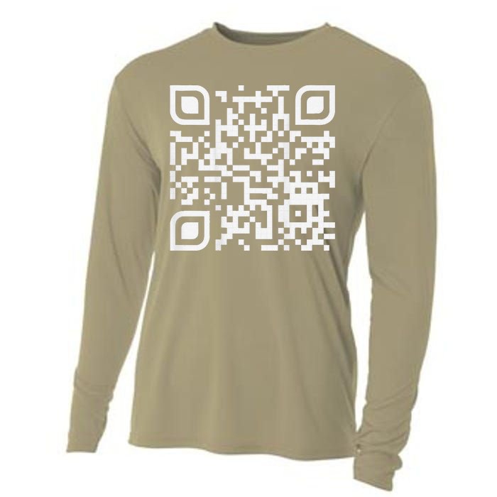 Funny Qr Scan Code Humor Hidden Message Sarcastic Troll Cooling Performance Long Sleeve Crew