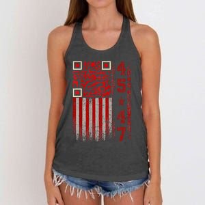 Funny Qr Scan Me President Trump 4547 Trump Dancing Code Women's Knotted Racerback Tank