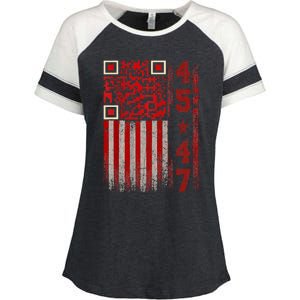 Funny Qr Scan Me President Trump 4547 Trump Dancing Code Enza Ladies Jersey Colorblock Tee