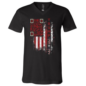 Funny Qr Scan Me President Trump 4547 Trump Dancing Code V-Neck T-Shirt