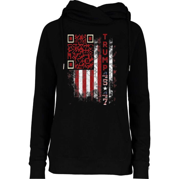 Funny Qr Scan Me President Trump 4547 Trump Dancing Code Womens Funnel Neck Pullover Hood