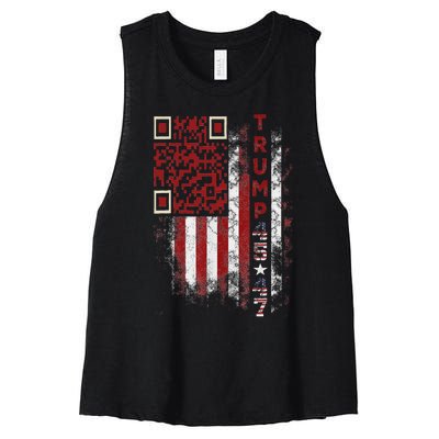 Funny Qr Scan Me President Trump 4547 Trump Dancing Code Women's Racerback Cropped Tank