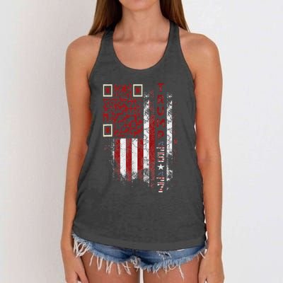 Funny Qr Scan Me President Trump 4547 Trump Dancing Code Women's Knotted Racerback Tank