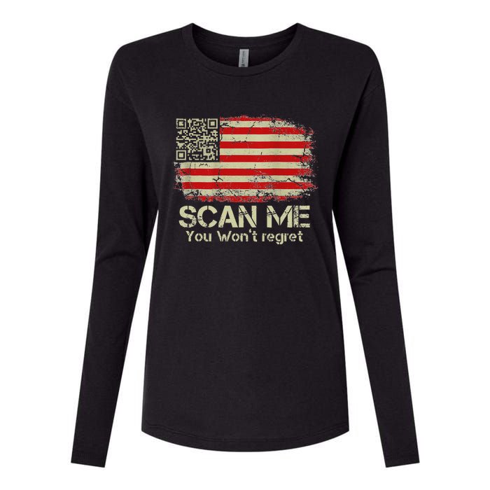 Funny Qr Scan Me President Trump 4547 Trump Dancing Us Flag Womens Cotton Relaxed Long Sleeve T-Shirt