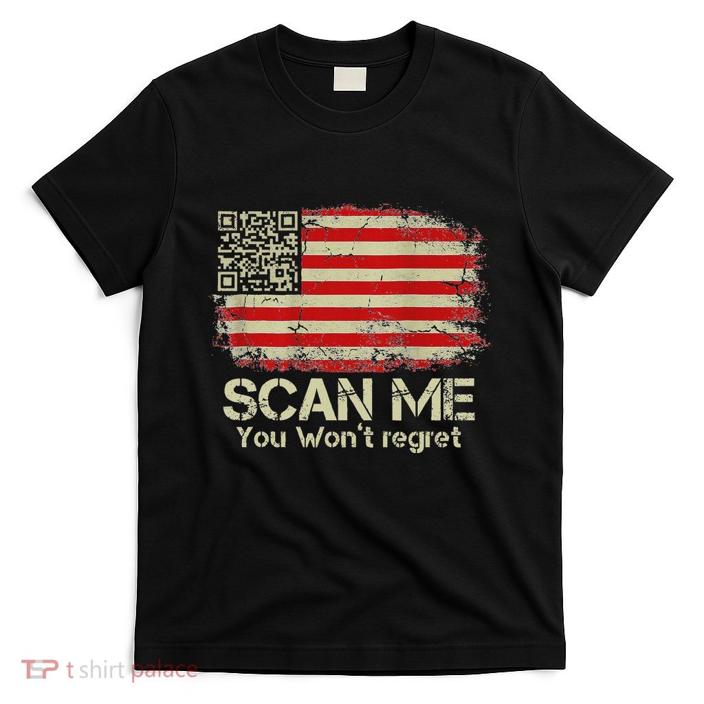 Funny Qr Scan Me President Trump 4547 Trump Dancing Us Flag T-Shirt