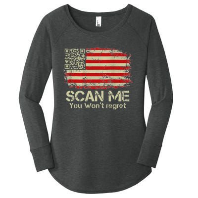 Funny Qr Scan Me President Trump 4547 Trump Dancing Us Flag Women's Perfect Tri Tunic Long Sleeve Shirt