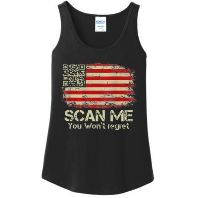 Funny Qr Scan Me President Trump 4547 Trump Dancing Us Flag Ladies Essential Tank