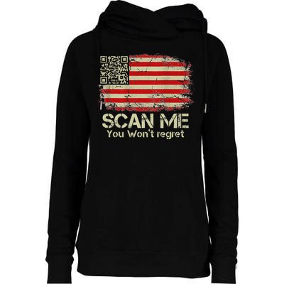 Funny Qr Scan Me President Trump 4547 Trump Dancing Us Flag Womens Funnel Neck Pullover Hood