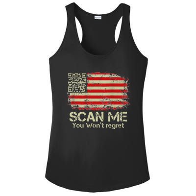 Funny Qr Scan Me President Trump 4547 Trump Dancing Us Flag Ladies PosiCharge Competitor Racerback Tank