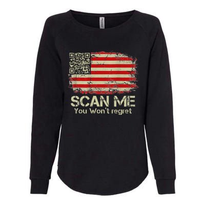 Funny Qr Scan Me President Trump 4547 Trump Dancing Us Flag Womens California Wash Sweatshirt