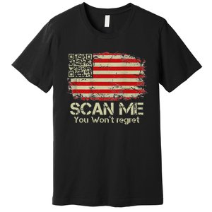 Funny Qr Scan Me President Trump 4547 Trump Dancing Us Flag Premium T-Shirt