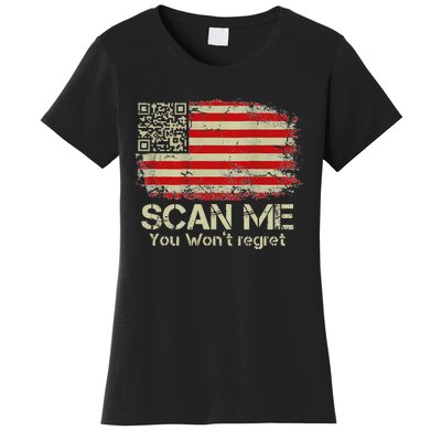 Funny Qr Scan Me President Trump 4547 Trump Dancing Us Flag Women's T-Shirt