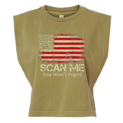 Funny Qr Scan Me President Trump 4547 Trump Dancing Us Flag Garment-Dyed Women's Muscle Tee