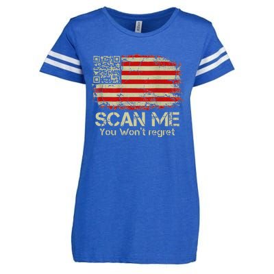 Funny Qr Scan Me President Trump 4547 Trump Dancing Us Flag Enza Ladies Jersey Football T-Shirt