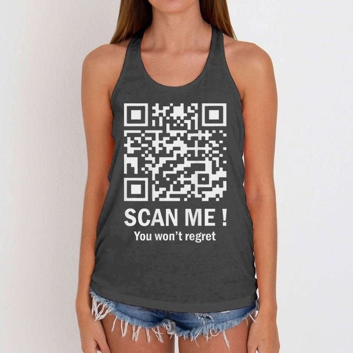 Funny Qr Scan Me Trump 4547 Trump Dancing Code Women's Knotted Racerback Tank