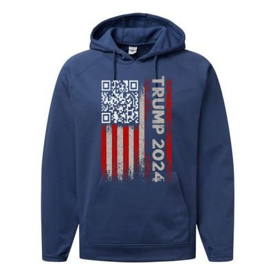 Funny Qr Scan Me President Trump 4547 Trump Dancing Code Performance Fleece Hoodie