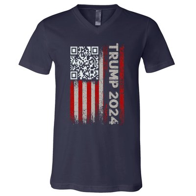 Funny Qr Scan Me President Trump 4547 Trump Dancing Code V-Neck T-Shirt