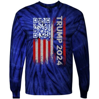 Funny Qr Scan Me President Trump 4547 Trump Dancing Code Tie-Dye Long Sleeve Shirt