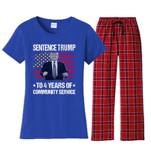 Funny Quote Sentence Trump To 4 Years Of Community Service Meaningful Gift Women's Flannel Pajama Set