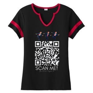 Funny Qr Scan Me President Qr Trump Dancing Hat Christmas Ladies Halftime Notch Neck Tee