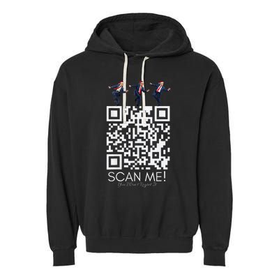 Funny Qr Scan Me President Qr Trump Dancing Hat Christmas Garment-Dyed Fleece Hoodie