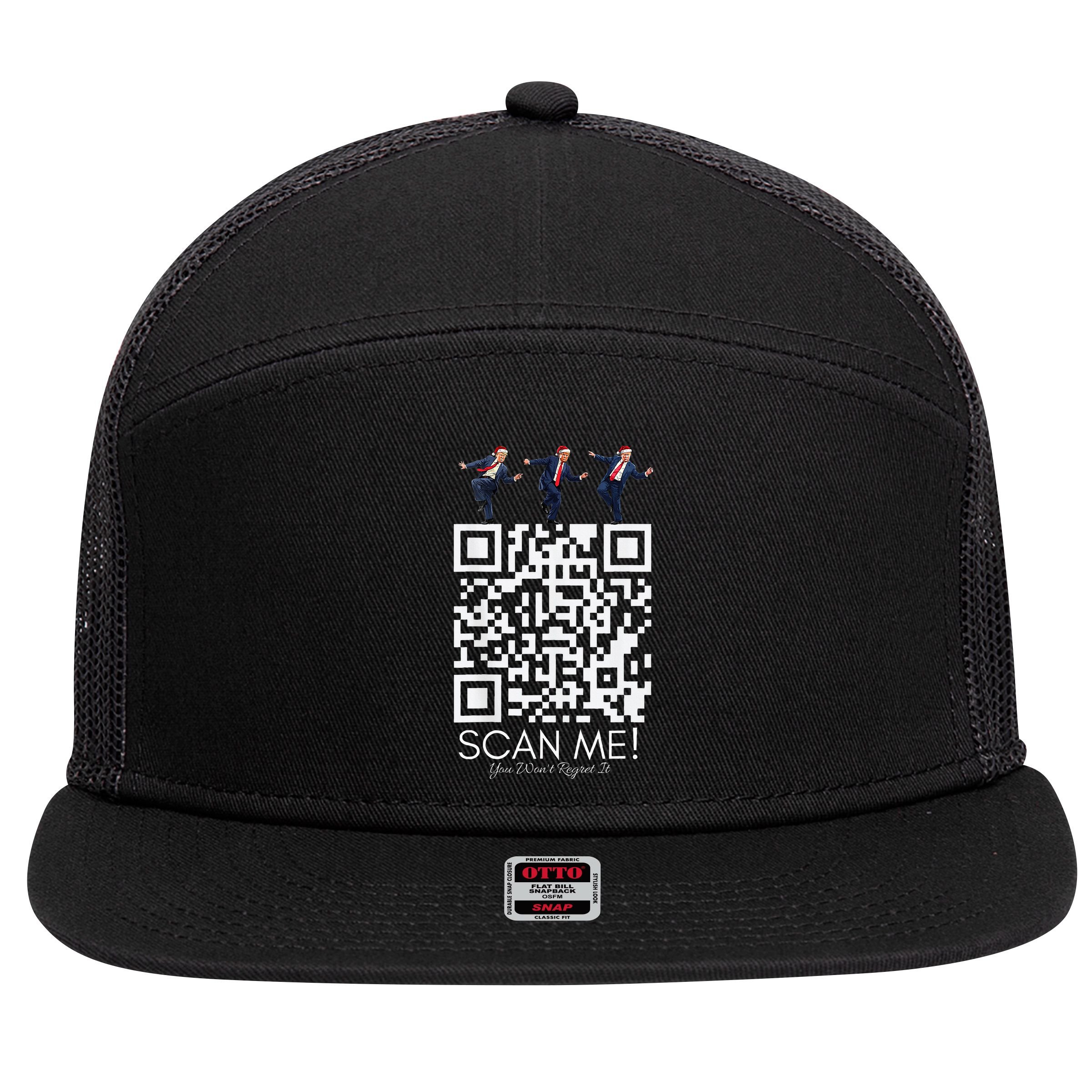 Funny Qr Scan Me President Qr Trump Dancing Hat Christmas 7 Panel Mesh Trucker Snapback Hat