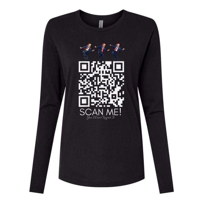 Funny Qr Scan Me President Qr Trump Dancing Hat Christmas Womens Cotton Relaxed Long Sleeve T-Shirt