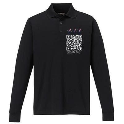 Funny Qr Scan Me President Qr Trump Dancing Hat Christmas Performance Long Sleeve Polo