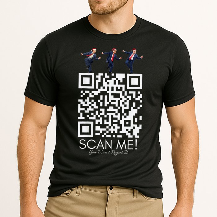 Funny Qr Scan Me President Qr Trump Dancing Hat Christmas Cooling Performance Crew T-Shirt
