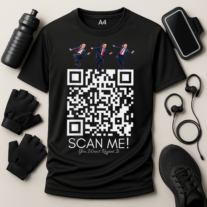 Funny Qr Scan Me President Qr Trump Dancing Hat Christmas Cooling Performance Crew T-Shirt