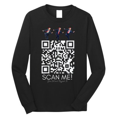 Funny Qr Scan Me President Qr Trump Dancing Hat Christmas Long Sleeve Shirt