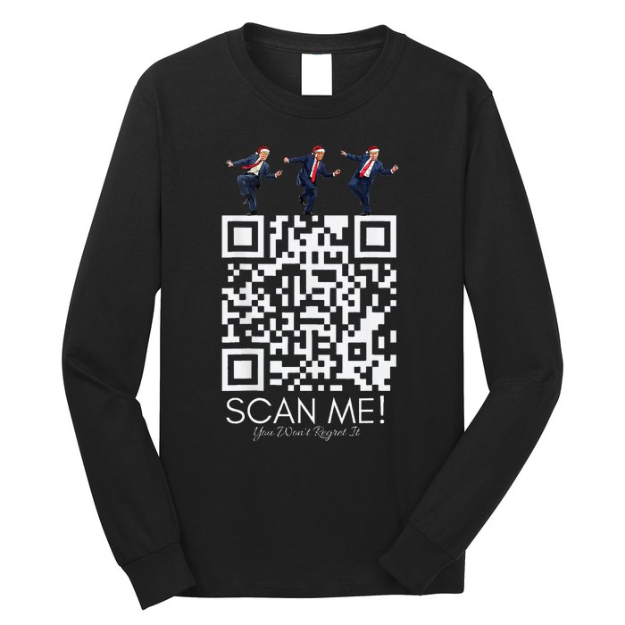 Funny Qr Scan Me President Qr Trump Dancing Hat Christmas Long Sleeve Shirt