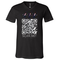 Funny Qr Scan Me President Qr Trump Dancing Hat Christmas V-Neck T-Shirt