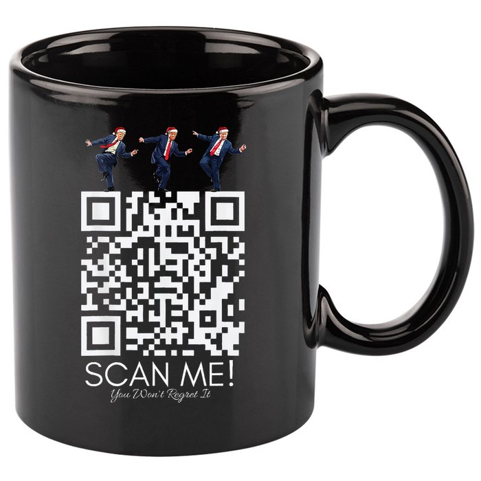 Funny Qr Scan Me President Qr Trump Dancing Hat Christmas 11oz C Handle Ceramic Mug