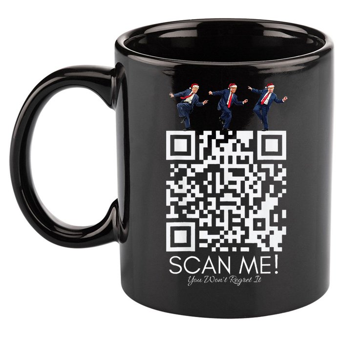 Funny Qr Scan Me President Qr Trump Dancing Hat Christmas 11oz C Handle Ceramic Mug