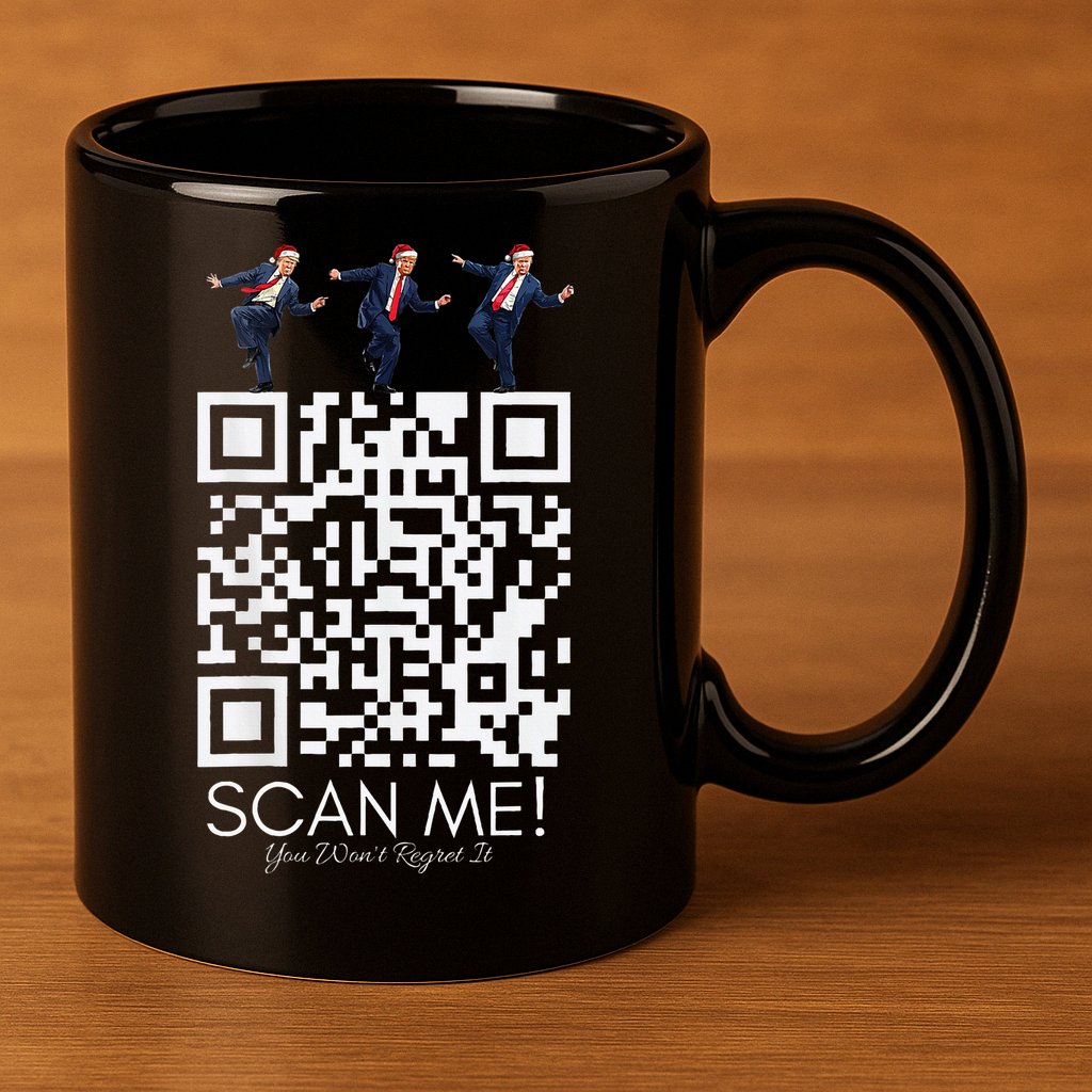 Funny Qr Scan Me President Qr Trump Dancing Hat Christmas 11oz C Handle Ceramic Mug