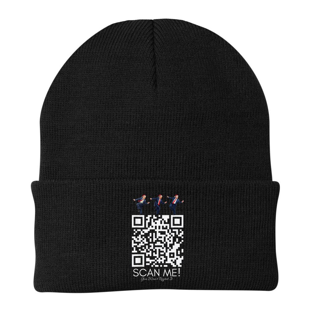 Funny Qr Scan Me President Qr Trump Dancing Hat Christmas Beanie