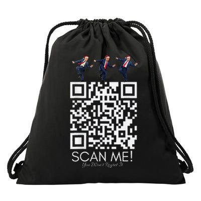 Funny Qr Scan Me President Qr Trump Dancing Hat Christmas Drawstring Bag