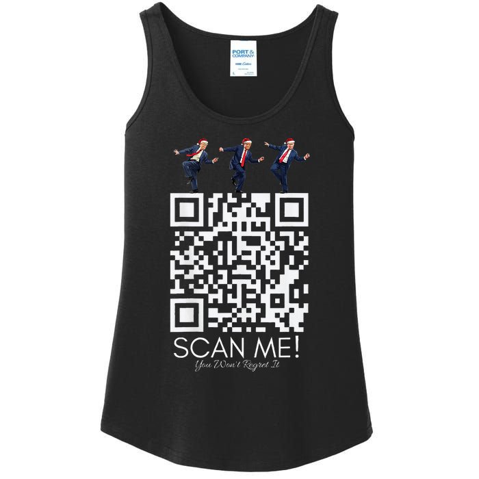 Funny Qr Scan Me President Qr Trump Dancing Hat Christmas Ladies Essential Tank