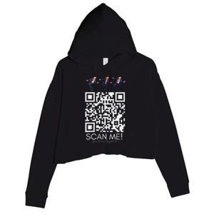 Funny Qr Scan Me President Qr Trump Dancing Hat Christmas Crop Fleece Hoodie